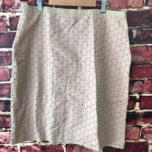Boden size 10 tan Pink Geometric curl out skirt